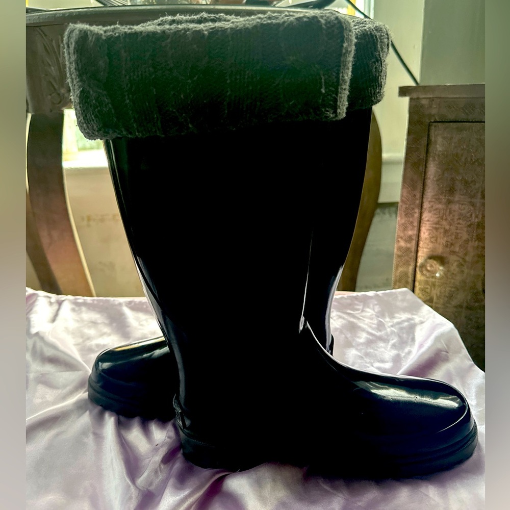 Sporto NOVA Sweater Lined Rainboot Black/grey 7 Waterproof Rubber Lug